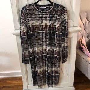 Long sleeve midi plaid Zara dress
